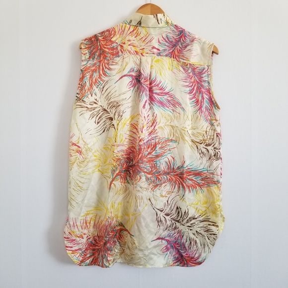 Cabi 100% Silk Feather Print Tank Top Size Medium - Picture 4 of 8